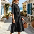 thumbnail image 4 of CHGBMOK Plus Size Dresses for Women 3/4 Sleeve Maxi Dresses Button V Neck Loose Fit Dress with Pockets, 4 of 8