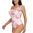 thumbnail image 2 of Easygdp Cute Flamingo with Heart Women's One Shoulder Ruffle Monokini Bathing Suits with Removable Chest Pad, Quick Drying - XX-Large, 2 of 8