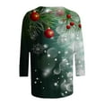thumbnail image 5 of Craaazy Christmas Shirts Women's Comfortable Crew-Neck 3/4 Sleeve Blouses Cute Christmas Prints Casual T-shirt Xmas Tree Pullover Gifts, 5 of 5