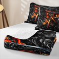 thumbnail image 4 of Feelyou Black Orange Skull Letter R Bed Spread Queen for Women, Flame Fire Floral Queen Coverlet Set, 3 Pieces, 4 of 7