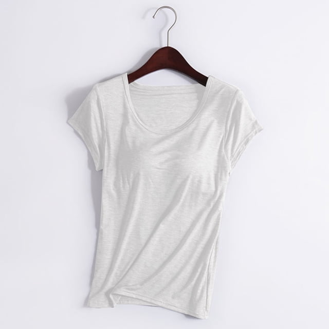 Neewe Tank Top for Women with Built-in Padded Bra Short Sleeve Shirt Cotton Linen Soft Pajamas Daily Outfits