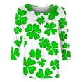thumbnail image 5 of Staron Vente de Liquidation Hauts à Manches 3/4 pour Femmes Jour de la Saint-Patrick Trèfle Irlandais Col Rond Hauts Graphiques T-Shirts Mignons Gnome Vert Printemps Été Tunique Fluide Basiques, 5 of 5