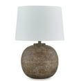 thumbnail image 2 of Vesy Table Lamp, Brown Abstract Impressions, 25 Inch Round Metal Base, 2 of 5