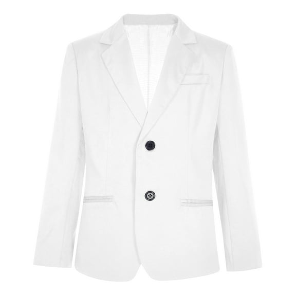 HULIJA Kids Boys Formal Blazer Long Sleeve Suit Jacket Classic Fit Single Breasted Dress Coat White 10