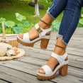 thumbnail image 6 of Pandaie Women's Platform Heel Sandals Open Toe Ankle Strap Wedding Party Dress Shoes Retro Orthopedic Wedge High Heeled Sandal (White,9.5), 6 of 6