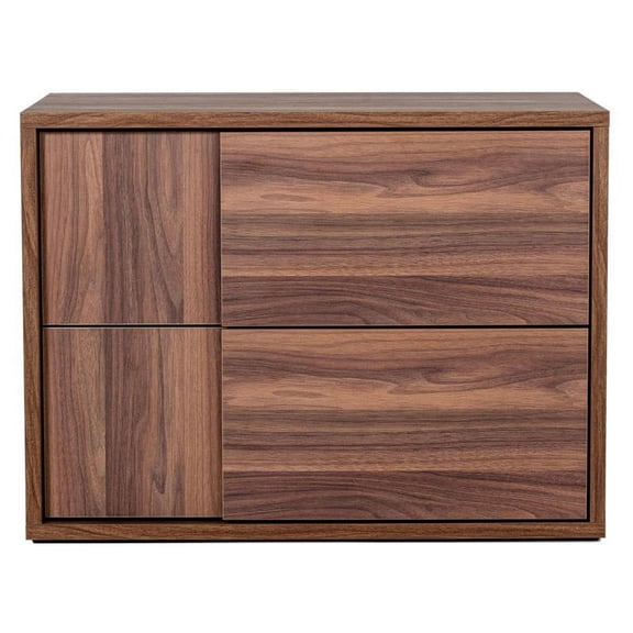 Modrest Asus 20" Two-Drawer Modern Wood Nightstand in Walnut Finish