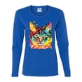 thumbnail image 2 of Wild Bobby Dean Russo Colorful Blue Eyes Cat Cat Lover Women Graphic Long Sleeve Tee, Royal, XX-Large, 2 of 5