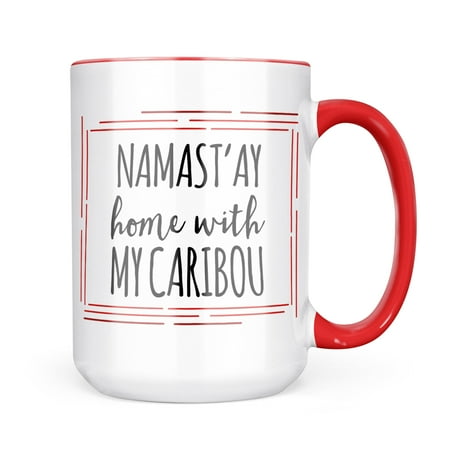 

Christmas Cookie Tin Namast ay Home With My Caribou Simple Sayings Mug gift for Coffee Tea lovers
