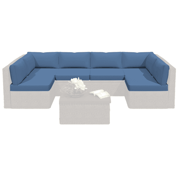 DELMANGO 14-Piece Deep Seat Replacement Cushions, Water-Resistant Outdoor Patio Furniture Cushions for Sectional Sets, Blue