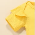 thumbnail image 6 of Dooleck Baby Girl Summer Clothes Infant Ribbed Ruffle Bodysuit Floral Shorts Outfit, 6 of 8