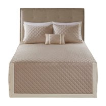 Gracie Mills 4-Piece Reversible Bedspread Set Ivory Cotton Diamond Quilted GRACE-10370