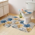 thumbnail image 3 of Vintage Tulip Bathroom Rugs Set Farmhouse Retro Yellow Blue Flower Barn Door Non Slip Absorbent Soft Bath Mats 3 Piece Set with Bathroom Rug, U-Shaped Floor Mat, Toilet Seat Cover Small Size, 3 of 9