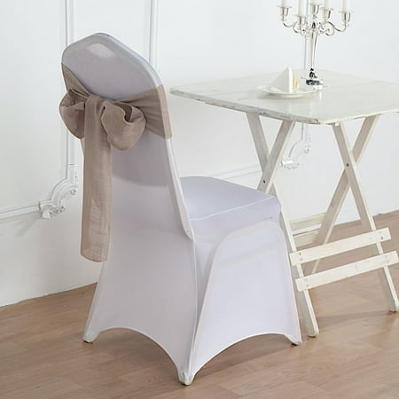 

BalsaCircle 5 Taupe Chair Sashes Premium Polyester Faux Burlap Wedding