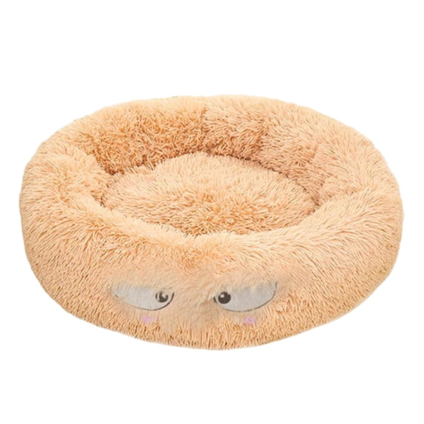 Bonita cama redonda de invierno para mascotas, ideal para animales pequeños, gatos y perros. Beige