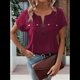 thumbnail image 5 of Blusa con Cremallera para Mujer, de Poliéster, con Botones, Corta y Cremallera, Ideal para el Tiempo Libre, Color Burdeos, Talla XXL, 5 of 6