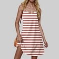 thumbnail image 2 of Wyobmus Dresses for Women 2025 Summer Casual Swing Tank Beach Cover Up Dress Gradient Color V Neck Spaghetti Strap Midi Sun Dress B-Red, 2 of 7