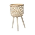 thumbnail image 4 of SunniMix Rattan Basket Floor Planter Versatile Home Decor for Home Office Wooden Legs Beige 43x24.5cm, 4 of 8