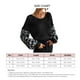 thumbnail image 5 of Suéter con manga de leopardo para mujer, suéter con manga de leopardo para mujer Suéter con cuello en V para mujer hecho con cuidado, 5 of 6