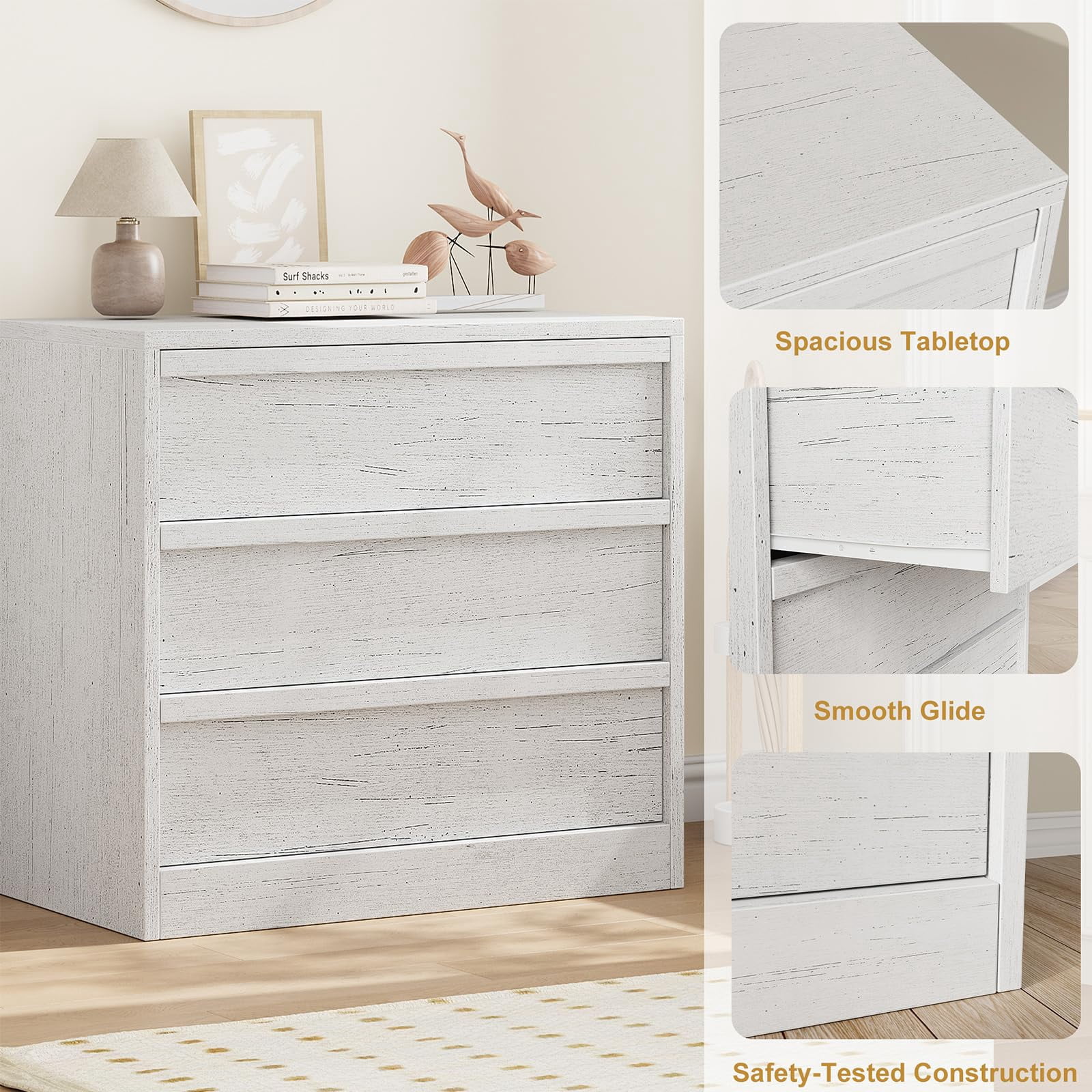 Modern 4-Drawer Dresser for Bedroom - Spacious Storage Cabinet - Versatile bedside table or Bedside Table for Living Room, Nursery, Entryway