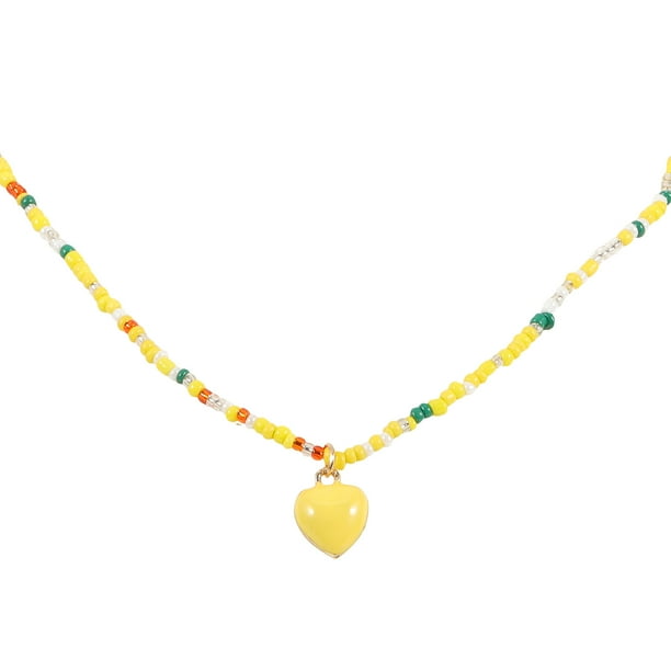 KAKOWELY Collar para mujer, collar de cuentas para adolescentes y niñas, collar con colgante de corazón, joyería para el cuello para damas.