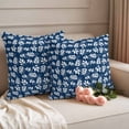 thumbnail image 2 of Blue Leaves Outdoor Waterproof Pillow Covers, Farmhouse Pastoral Spring Leaf Branch Decorative Square Throw Pillowcase Sofa Cushion Sham for Patio/Couch/Chair, 24"x24" 2 Pack, 2 of 8
