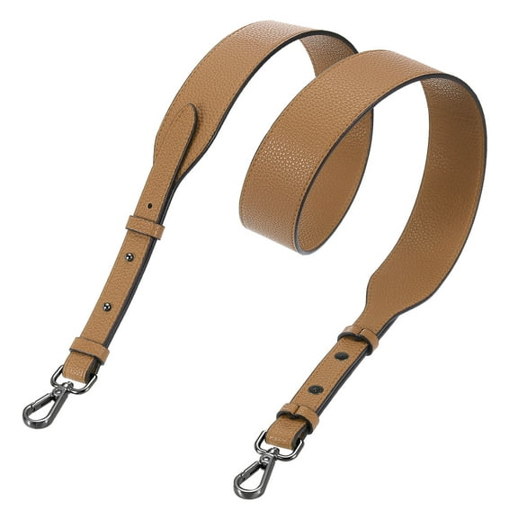 PU Leather Purse Strap, 41.7"-45.3" Adjustable Crossbody Replacement Straps 1.5" Width for Handbags, Shoulder Bag (Light Brown, Black Clasp)