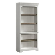 Intercon Furniture Drake Home Office 76" Transitional Wood Bookcase in White/Oak