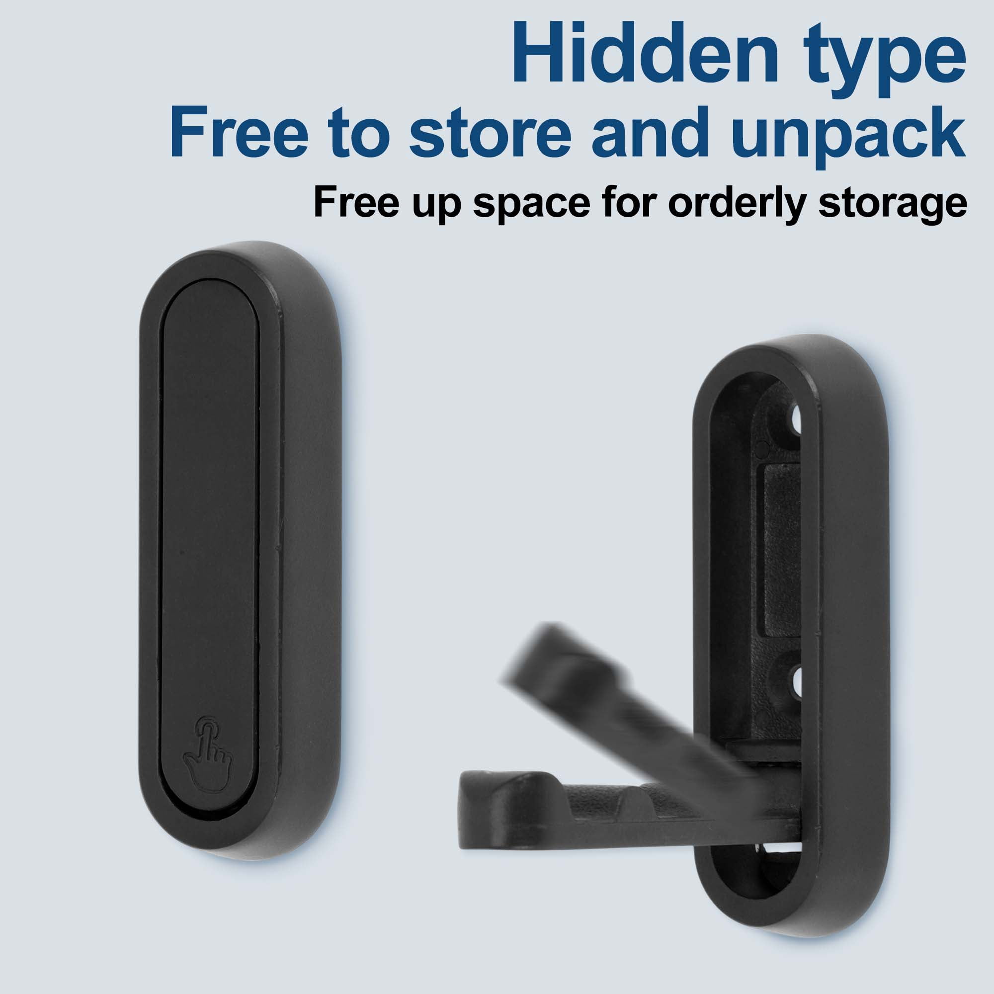Unique Bargains Round Coat Hook Wall Mount Folding Hook Black 2.87"x0.91"x0.47"