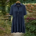 thumbnail image 6 of Women's 2026 Summer Dresses V Neck Spaghetti Strap Sundress Casual Beach Flowy Mini Dress with Pockets Navy L, 6 of 9