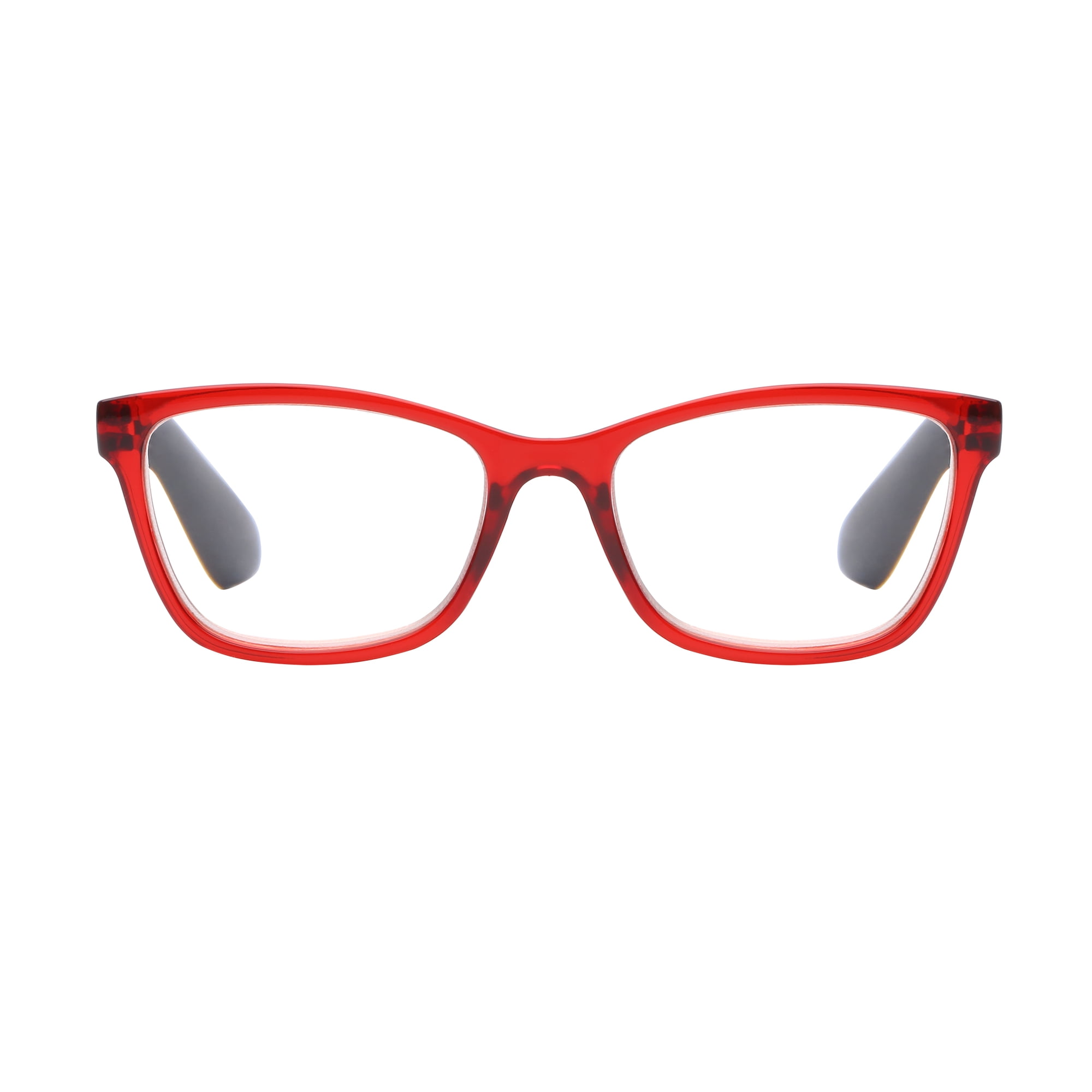 M+ Womens Spring Hinge Plastic Reading Glasses Cryrd 3.25 Rosa in Crystal Red with Pouch
