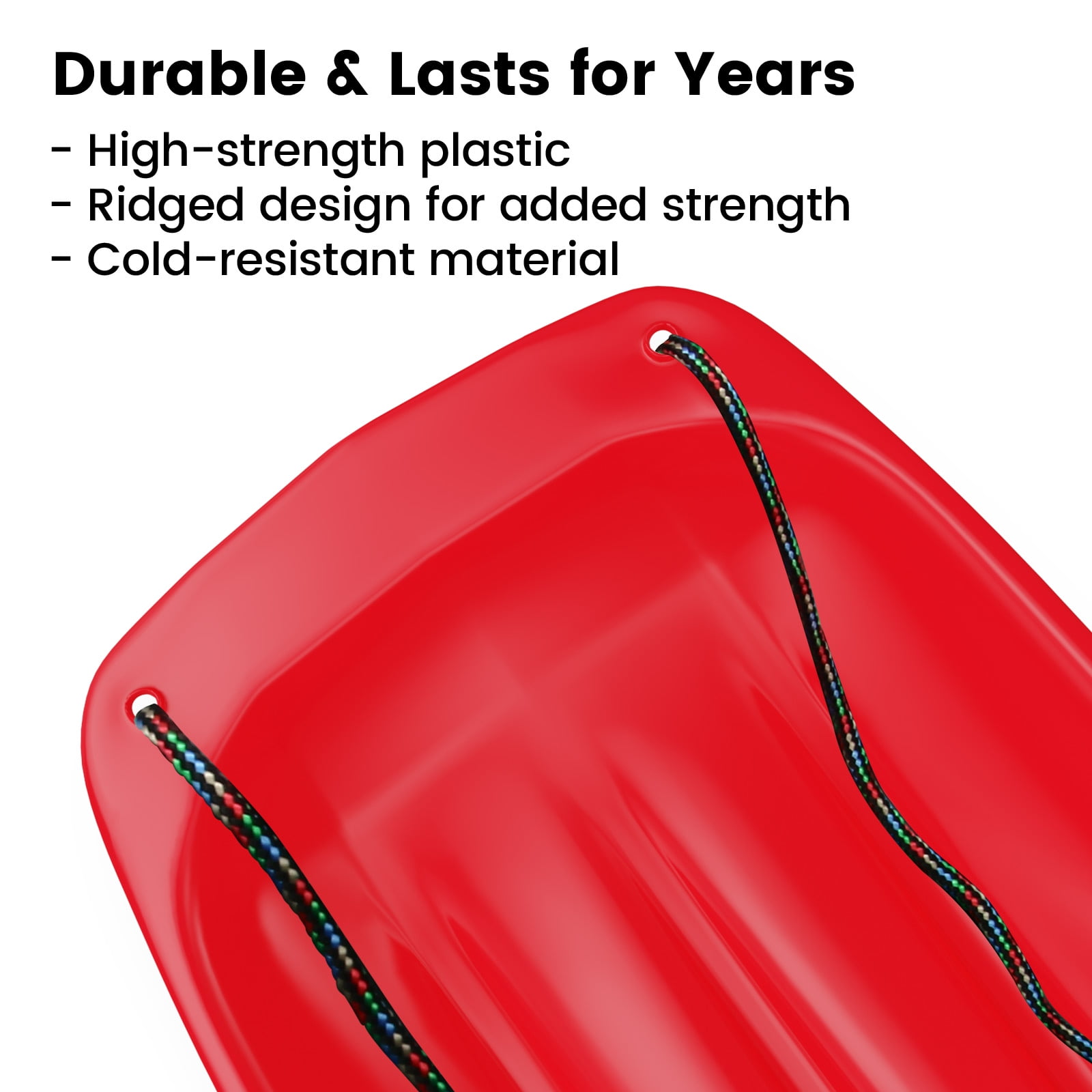 36 Inch Durable Downhill Sprinter Toboggan Snow Sled for Kids Boys Girls Adults with Built-in Handles and Pulling Rope - Red