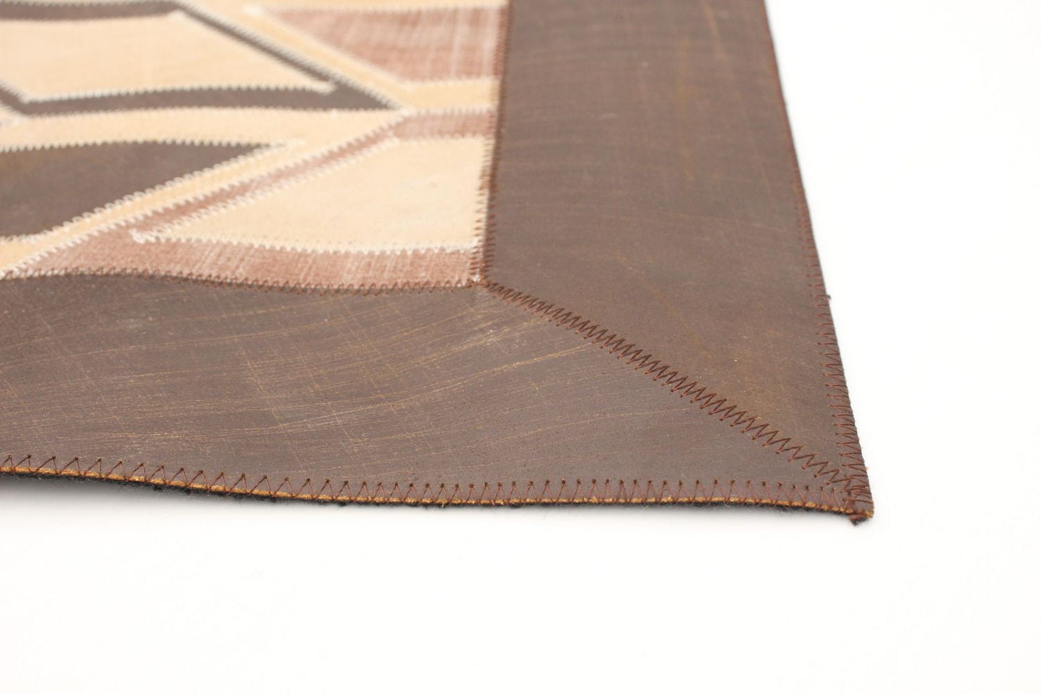 ECARPETGALLERY 4'11" x 7'10" Contemporary Cowhide Patchwork Handmade Area Rug for Living Room, Dining Room and Bedroom in Brown