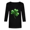 thumbnail image 7 of felwors St Patty's Day Shirt Women 2025 Casual Plus Size 3/4 Sleeve Irish Clover Shirts Funny Saint Patrick's Tunic Tops (Black, XL), 7 of 7