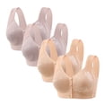 thumbnail image 1 of 4 Pieces Of Front Open Buckle Top Support Without Ring Beauty Back Middle Bra Large Size Thin Vest Type Gathered Bra Underwear, 1 of 8