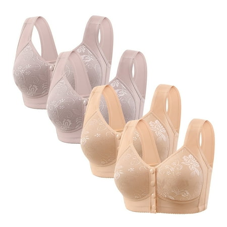 HYSYSB Sports Bras for Women balconette Bras bras No Underwire Full Support compression Bra front Open Buckle Top Ring Thin Vest Type Gathered Bra Underwear plus Size Sports Bra Khaki 40