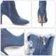 thumbnail image 4 of par de botas de tacón fino elástico de mezclilla, botas de tacón alto, zapatos de otoño e invierno, 4 of 6