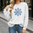 thumbnail image 5 of gbyLJF Women's Snowflake Christmas Sweatshirt Fuzzy Long Sleeve Holiday Tops Festival Travel Fleece Warm Pullover, 5 of 6