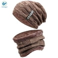 thumbnail image 2 of Deago Winter Beanie Hat Scarf Set Warm Knit Hat Thick Fleece Lined Skull Cap Neck Warmer Scarves for Men (Khaki), 2 of 10