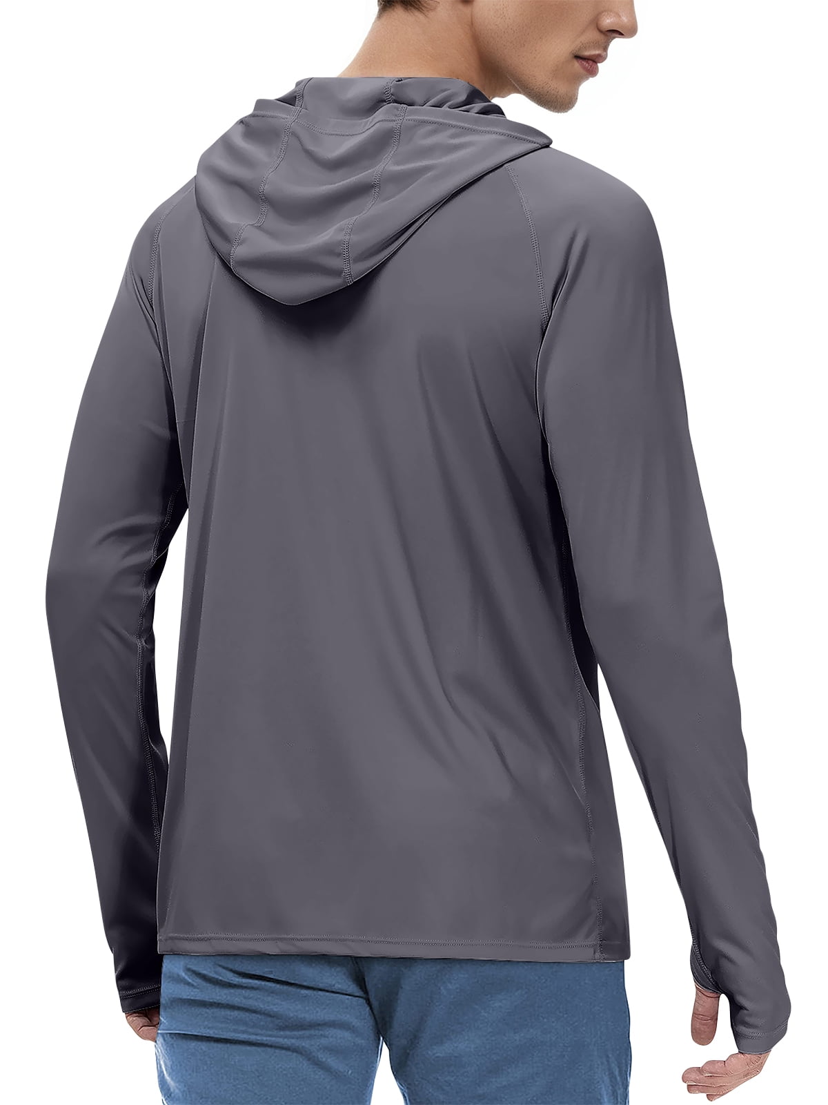 Sanmadrola Mens UPF 50+ Sun Protection Hoodie Fishing Shirts for Men Long Sleeve SPF Hiking Running Workout Thumbhole Shirt Hooded Quick Dry Lightweight