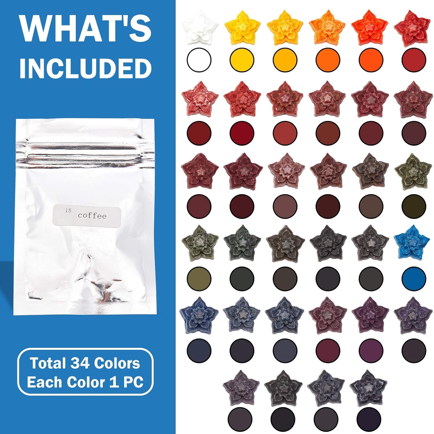 Candle Dyes Wax Dyes for Candle Making Flower Mixed Color 31.5x14.5mm