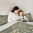 thumbnail image 4 of jejeloiu Brown Deeoblue 7 Pieces Bedding Comforter Set,Retro Victorian Print Full Bedding Set,Rustic Baroque Damask Fitted Sheet Flat Sheet For Girls Teens,Luxury Bedroom Decor Reversible, 4 of 8