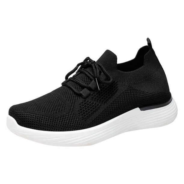 TOWED22 Womens Sneakers Women's Walking Tennis Shoes Knit Lightweight Slip  on Breathable Mesh Comfortable Sneaker(Black,7) 