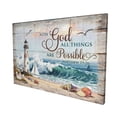 thumbnail image 2 of With God All Things Are Possible Framed Canvas Wall Art, Matthew 19:26 Lighthouse Beach Scene, Inspirational Christian Home Decor, Ready to Hang, 2 of 7