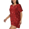 thumbnail image 2 of Lsque Red Glitter Women's Short-Sleeved Pajama Set - 2 Piece Soft and Lightweight Sleepwear Set-Medium, 2 of 9