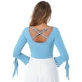 thumbnail image 2 of Alvivi Women Tribal Belly Dance Yoga Costume Wrap Top 3/4 Sleeve Lace-up Crop Top Sky Blue One Size, 2 of 7