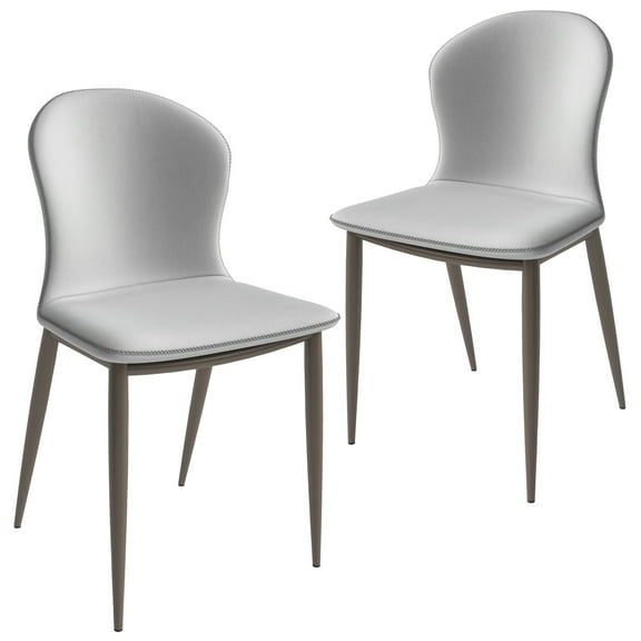 LeisureMod Mosaic Collection Modern Dining Chair in Coconut White Fabric - Set of 2