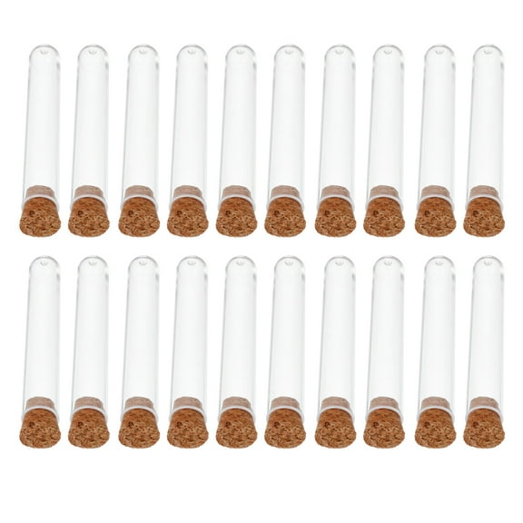 35Pcs Transparent Plastic Test Tubes with Corks Laboratory Supplies