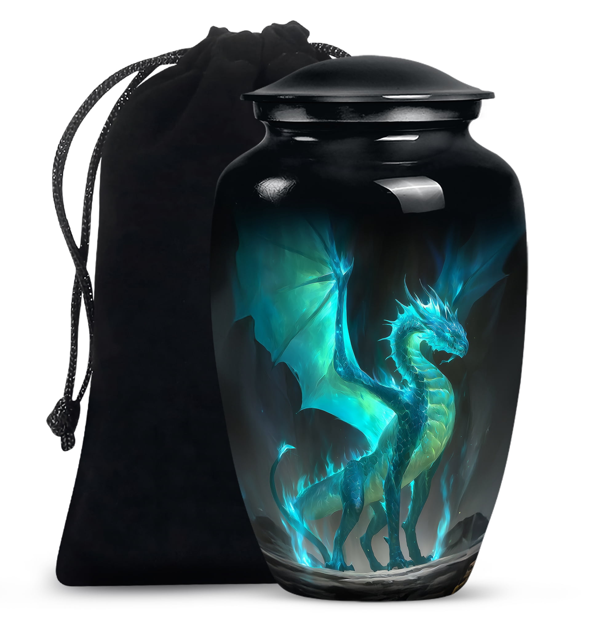 Green Dragon Urn For Ashes For Male & Female, Decorative Urns For Human Ashes, Large Funeral Mini Memorial Urn For Men, Cremation Urns For Baby Boy ( Size- 10inch,1pc 3inch 1pc )