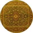 thumbnail image 1 of Ahgly Company Machine Washable Indoor Round Medallion Yellow Traditional Area Rugs, 3' Round, 1 of 4