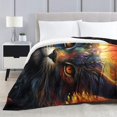 thumbnail image 2 of Fleece Blanket,Bizarre Colorful Cat,Velvet Plush Fleece Blanket,For Sofa, 2 of 8